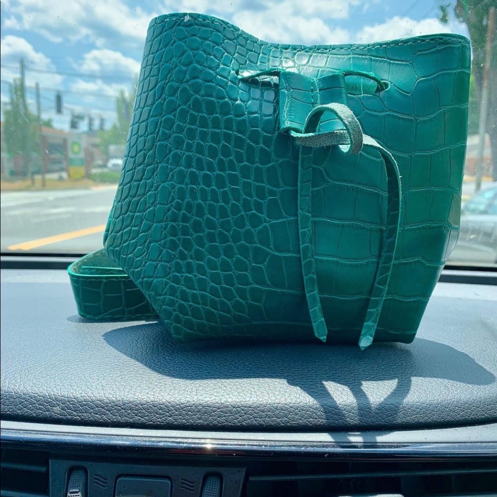 Green croc belt bag